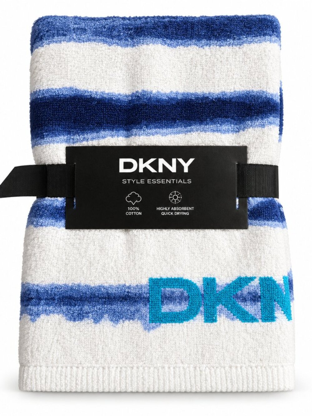 DKNY Fingertip Towels Blue Watercolor Blue White Bathroom Tye Dye Set of 2